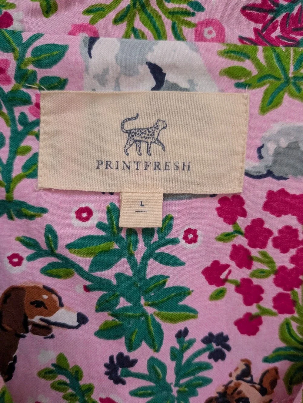 NWT Printfresh Pink Must Love Dogs Short Sleep Top & Long Pants Set Size Large